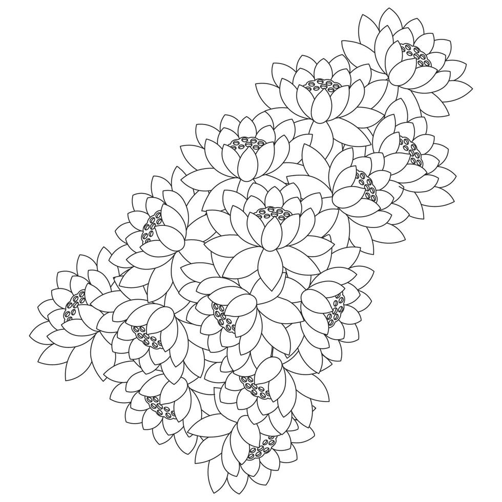 fleur de lotus coloriage de simplicité artistique dessiné avec fleur de fleur sur fond isolé vecteur
