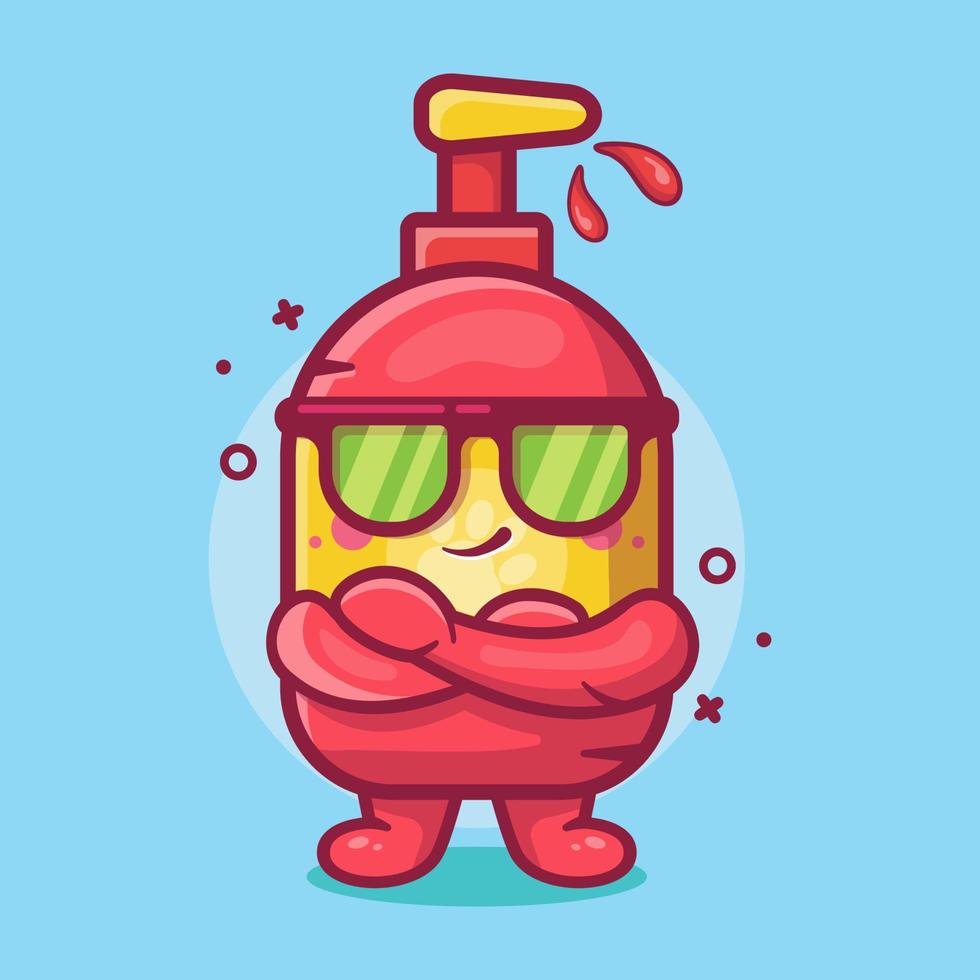 mascotte de personnage de bouteille de shampoing pour animaux de compagnie mignon avec expression cool dessin animé isolé dans un style plat vecteur