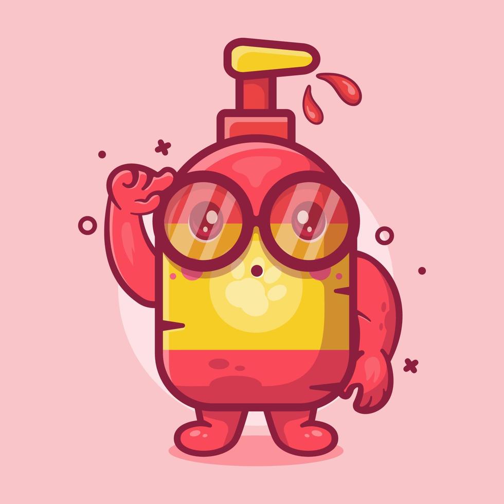 mascotte de personnage de bouteille de shampoing pour animaux de compagnie génie avec expression de pensée dessin animé isolé dans un style plat vecteur