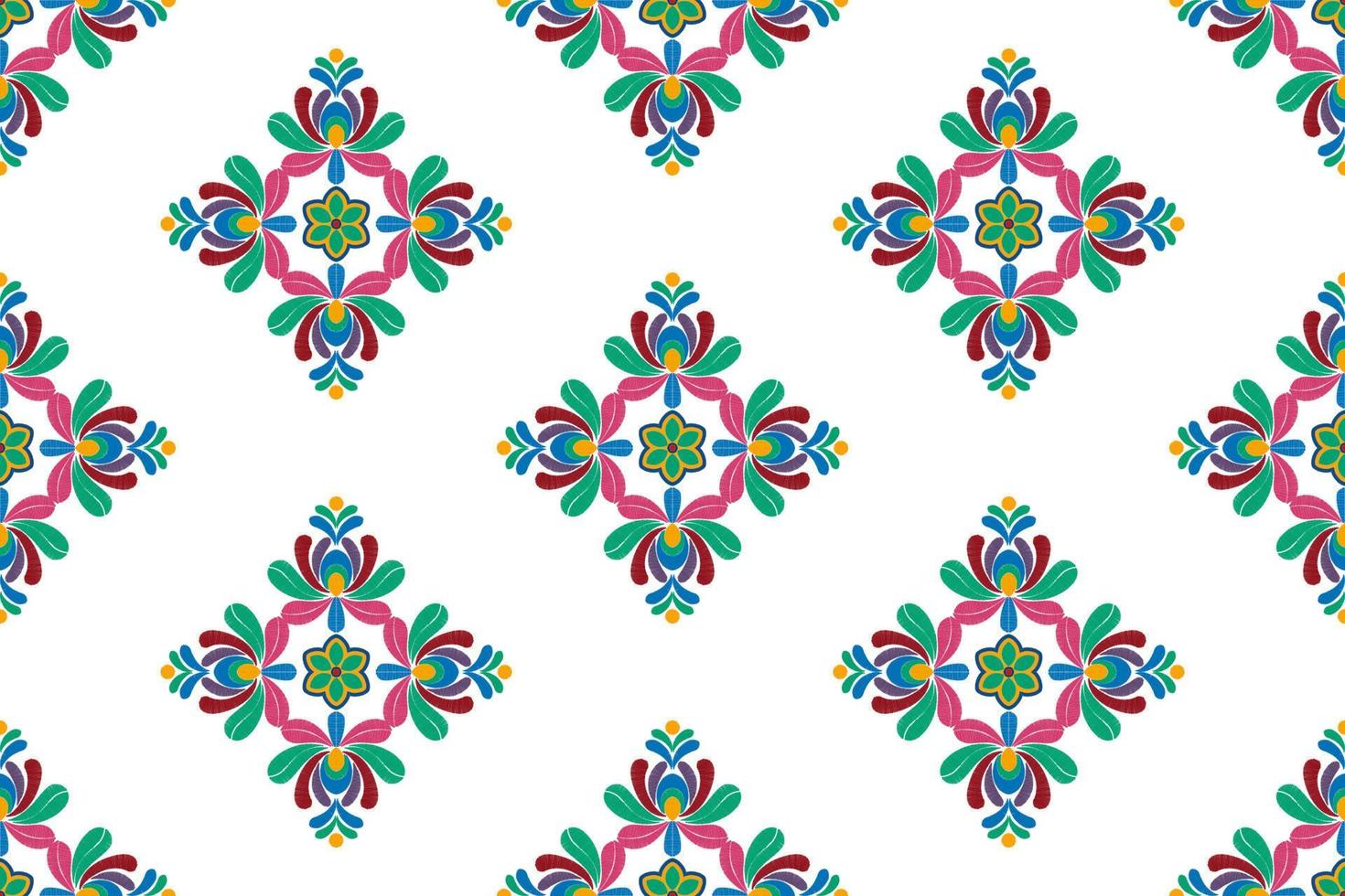 conception de décoration de modèle ethnique sans couture ikat. tapis en tissu aztèque boho mandalas textile décor papier peint. motif indigène tribal ornements de fleurs broderie traditionnelle vecteur illustré arrière-plan