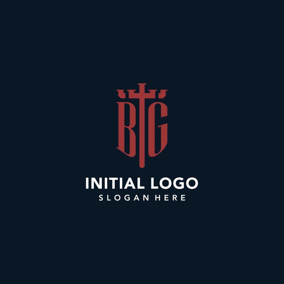 bg logos monogrammes initiaux avec un design en forme d'épée et de bouclier vecteur