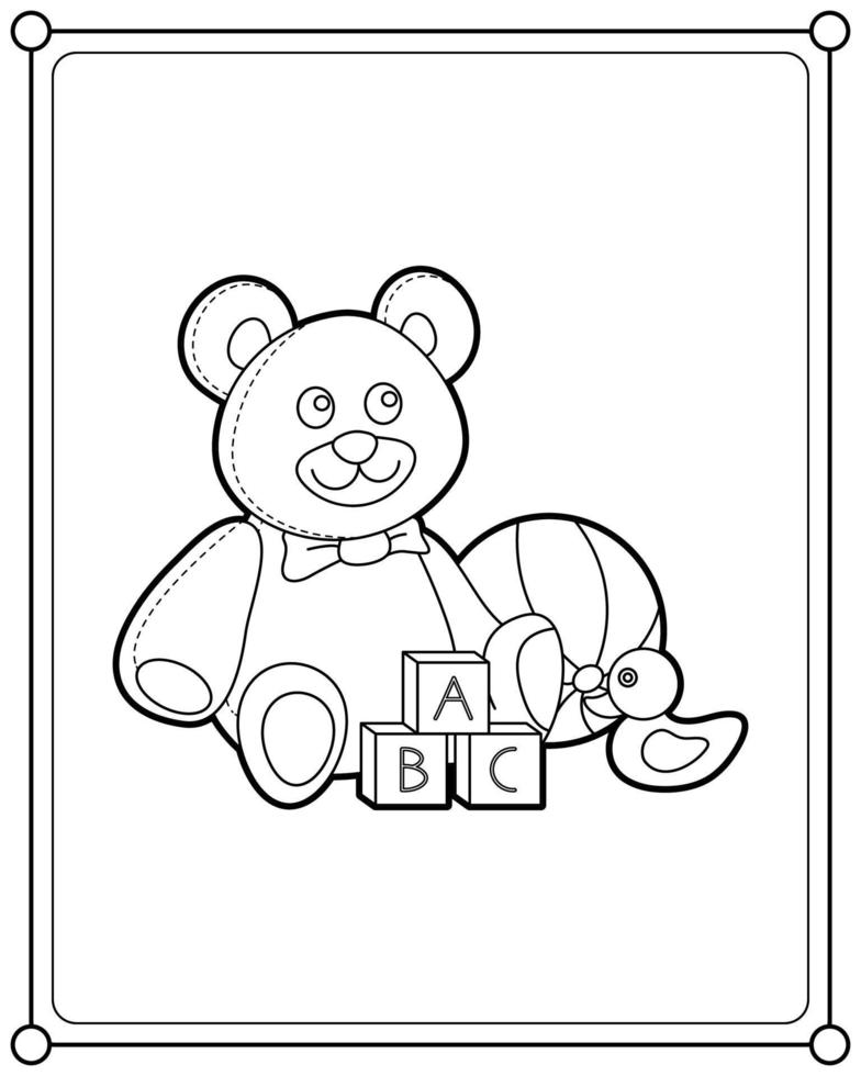 collection de jouets adaptés à l'illustration vectorielle de la page de coloriage pour enfants vecteur