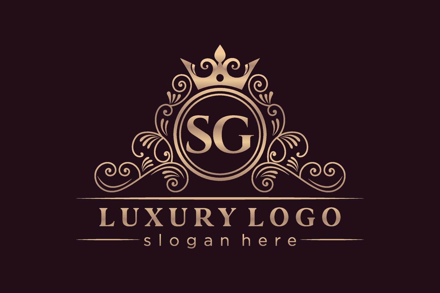 sg lettre initiale or calligraphique féminin floral monogramme héraldique dessiné à la main antique vintage style luxe logo design vecteur premium