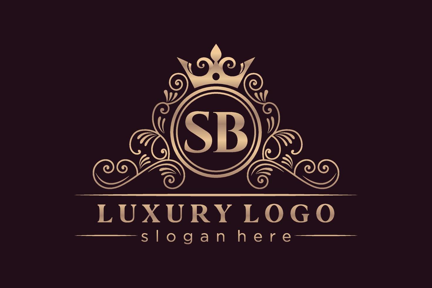 sb lettre initiale or calligraphique féminin floral monogramme héraldique dessiné à la main antique style vintage luxe logo design vecteur premium