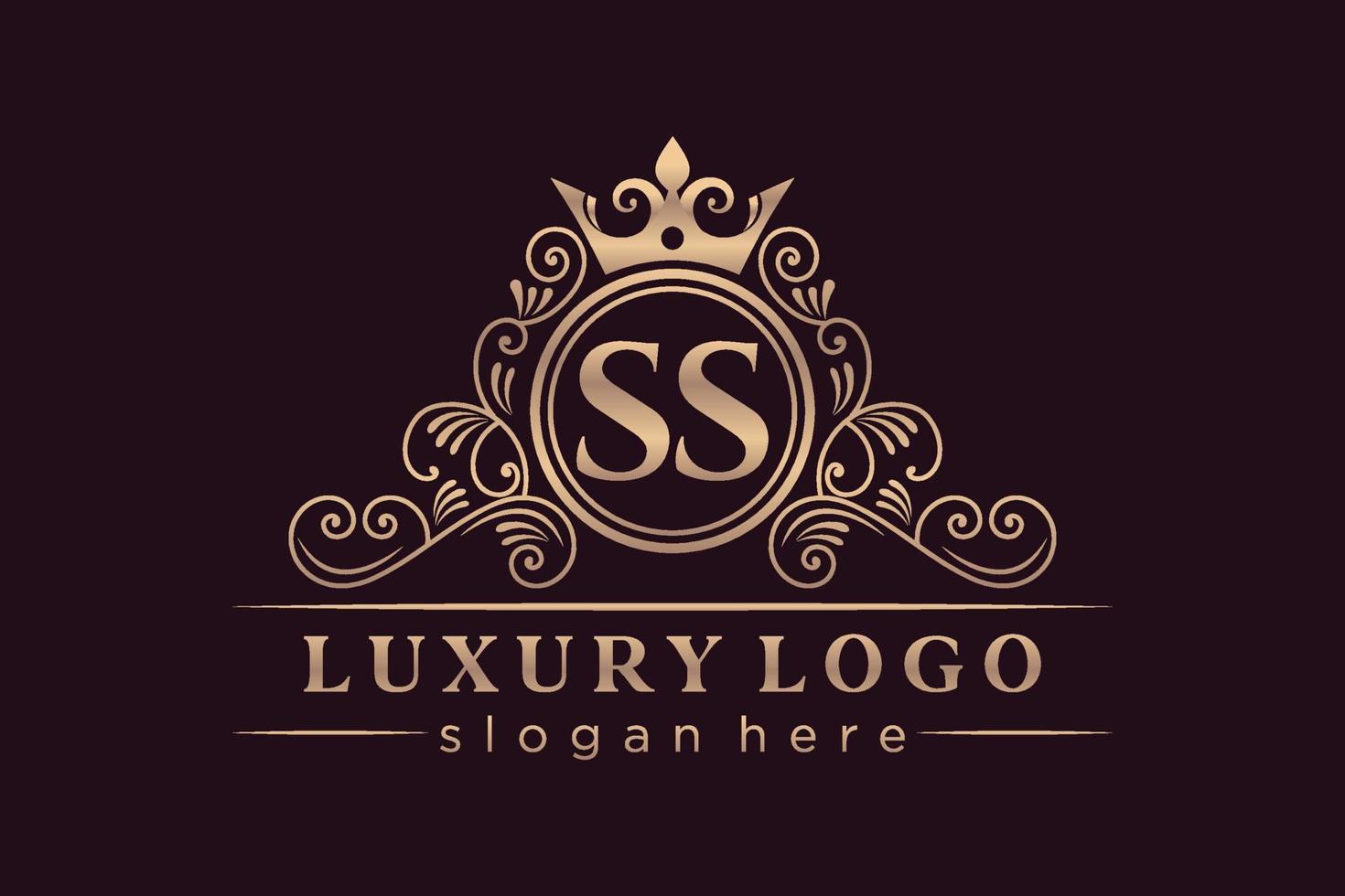 ss lettre initiale or calligraphique féminin floral monogramme héraldique dessiné à la main style vintage antique luxe logo design vecteur premium