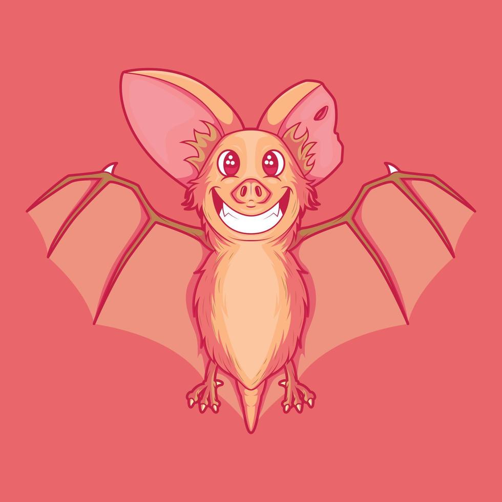 personnage de chauve-souris mignon souriant illustration vectorielle. animal, mascotte, concept de design drôle. vecteur