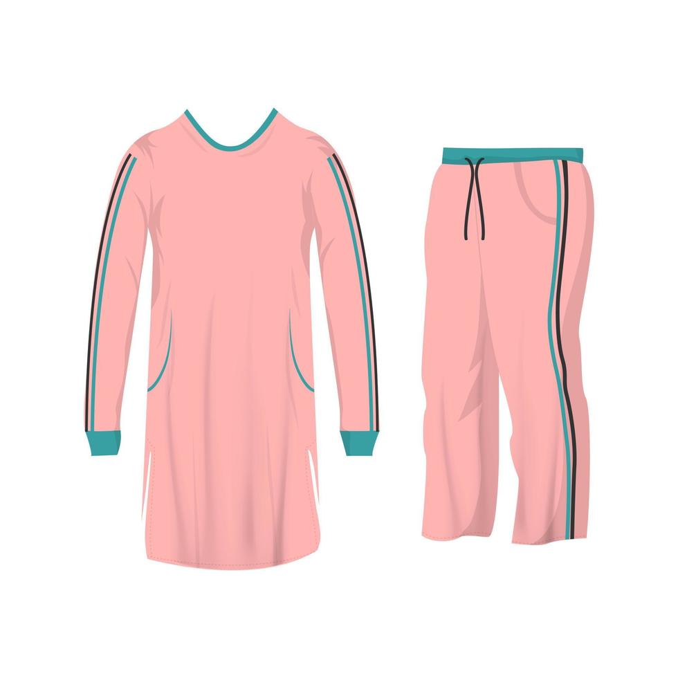 chemise habillée femme. vêtements décontractés, vêtements de sport pour femmes. vêtements de sport musulmans. illustration vectorielle vecteur