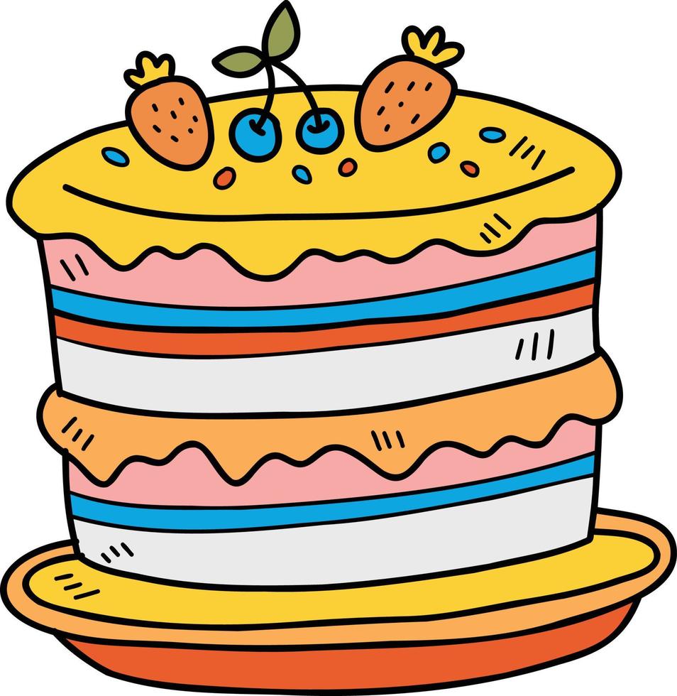 illustration de gâteau délicieux dessiné à la main vecteur