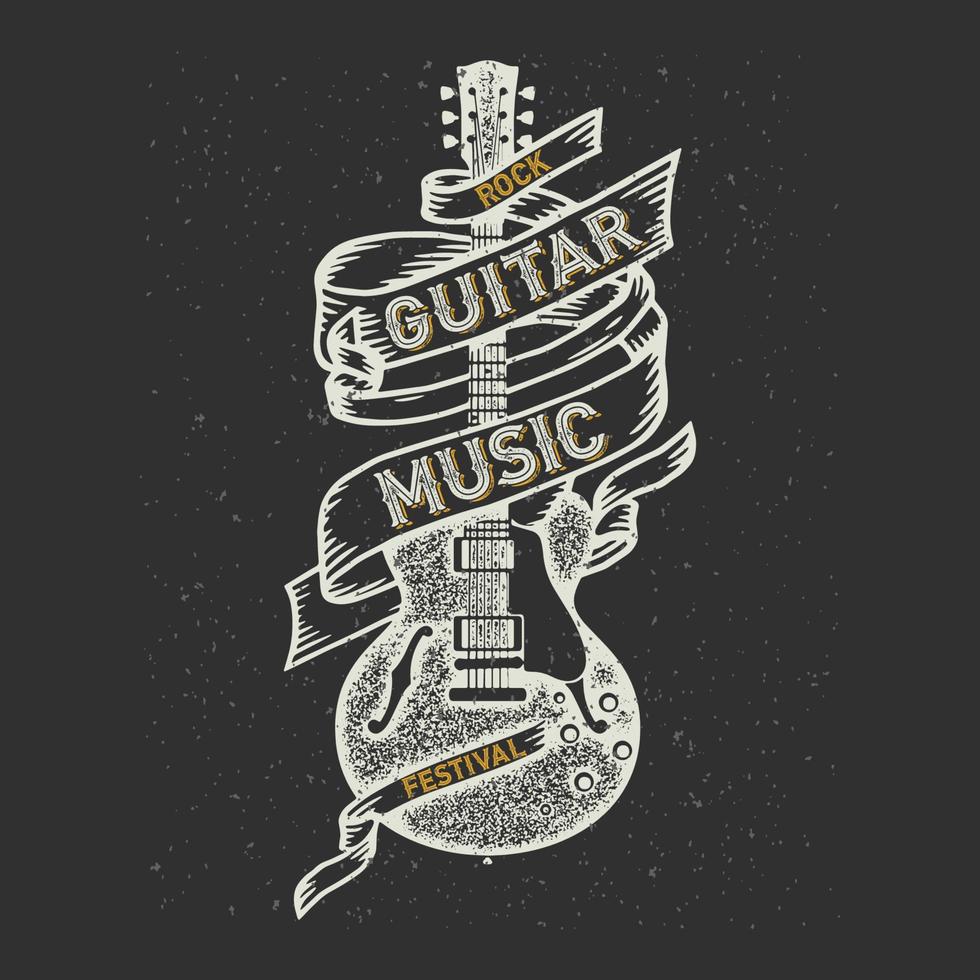 conception de t-shirt de guitare. peut être utilisé pour l'impression de t-shirts, l'impression de tasses, les oreillers, la conception d'impressions de mode, les vêtements pour enfants, les baby showers, les salutations et les cartes postales. conception de t-shirt vecteur