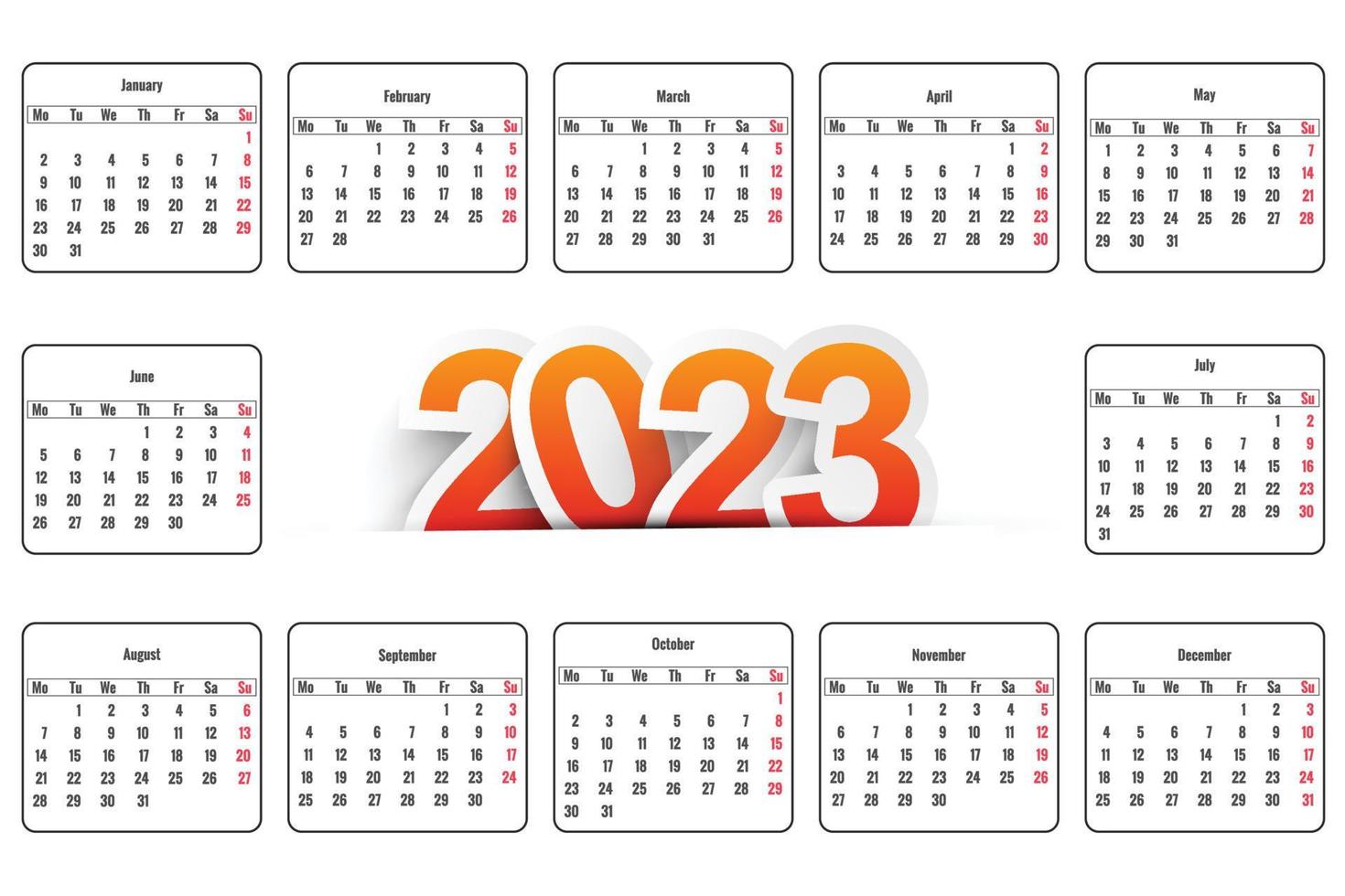 conception de modèle de calendrier abstrait 2023 vecteur