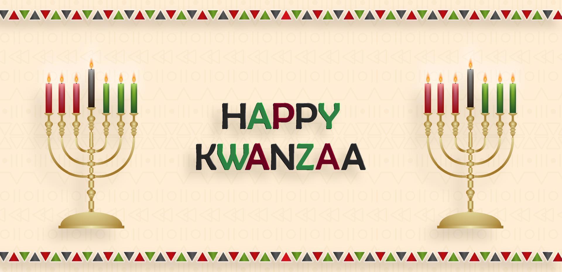 carte de kwanzaa heureuse avec des symboles agréables et créatifs sur fond de couleur pour les vacances de kwanzaa vecteur