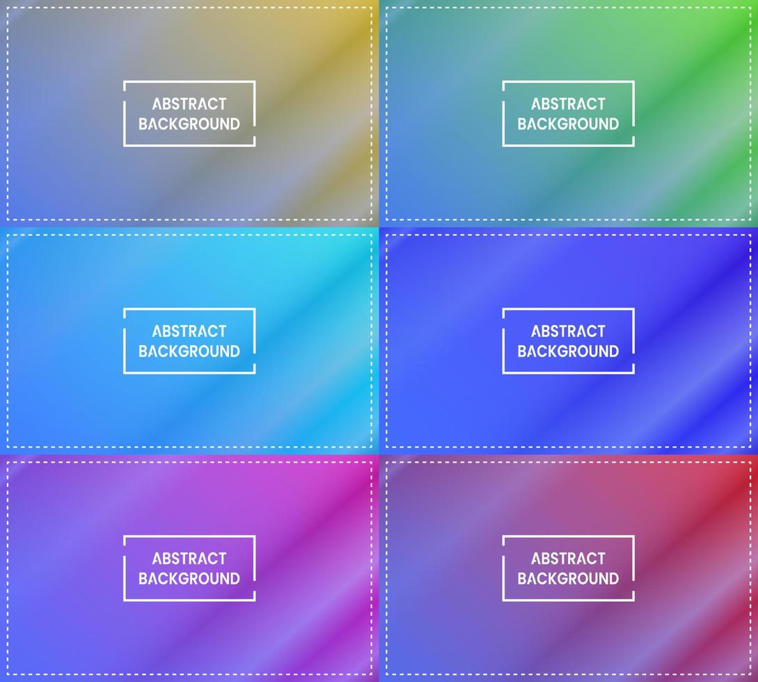 six collection de gradient diagonal brillant avec cadre. style abstrait, moderne et coloré. jaune, vert, rose, rouge et bleu. idéal pour l'arrière-plan, l'espace de copie, la carte, la couverture, l'affiche, la bannière ou le dépliant vecteur