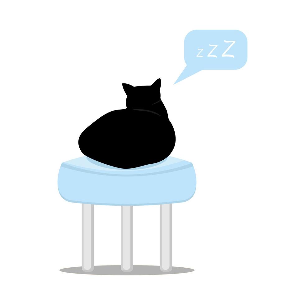 un chat noir dort sur un tabouret rond. illustration vectorielle vecteur