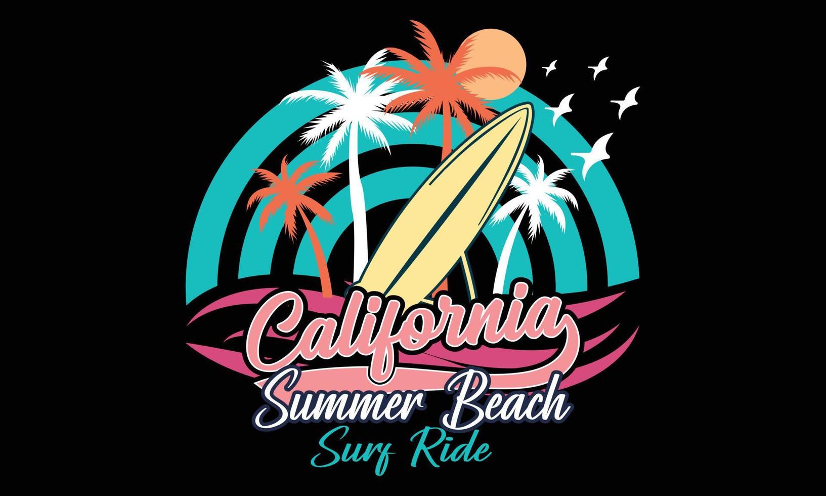 california summer beach surf rider vector t-shirt design pro vector.
