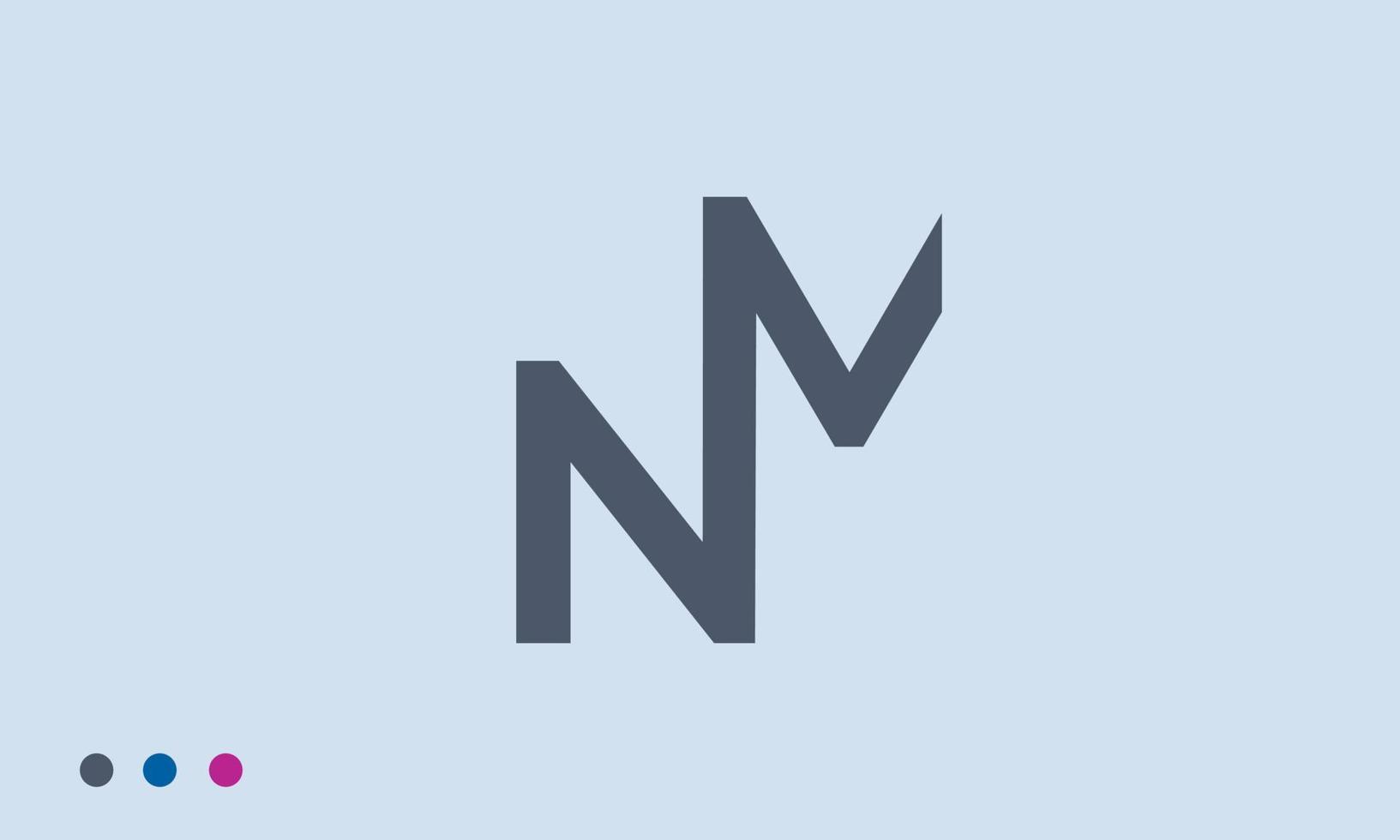 alphabet lettres initiales monogramme logo nm, mn, n et m vecteur
