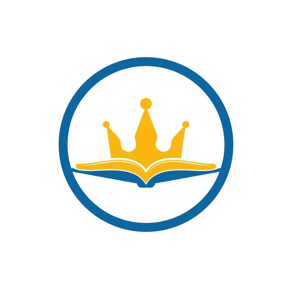 conception de modèle de logo vectoriel livre roi. livre vectoriel et concept de logo de couronne.