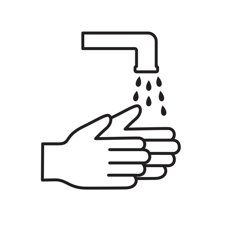 icône de contour de main de lavage vecteur