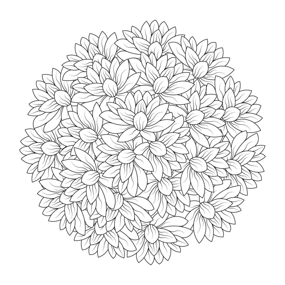 fleur de lotus coloriage de simplicité artistique dessiné avec fleur de fleur sur fond isolé vecteur