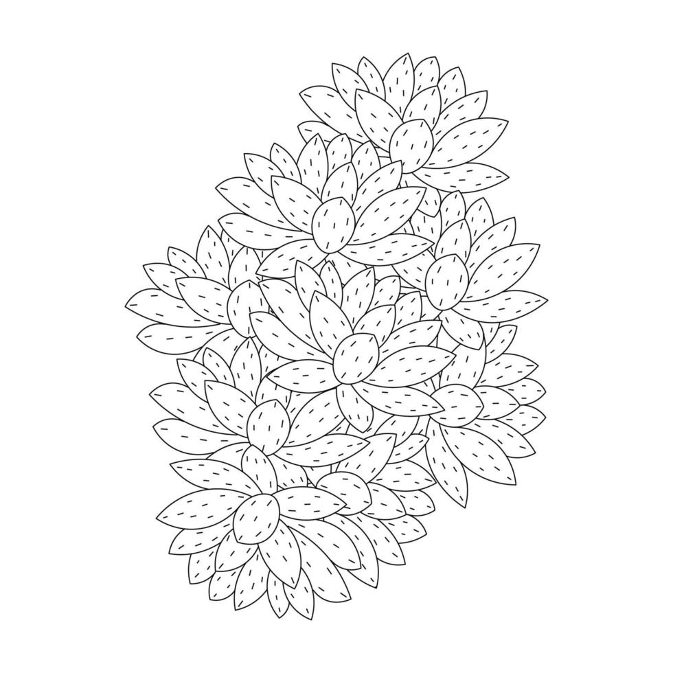 fleur de lotus coloriage de simplicité artistique dessiné avec fleur de fleur sur fond isolé vecteur