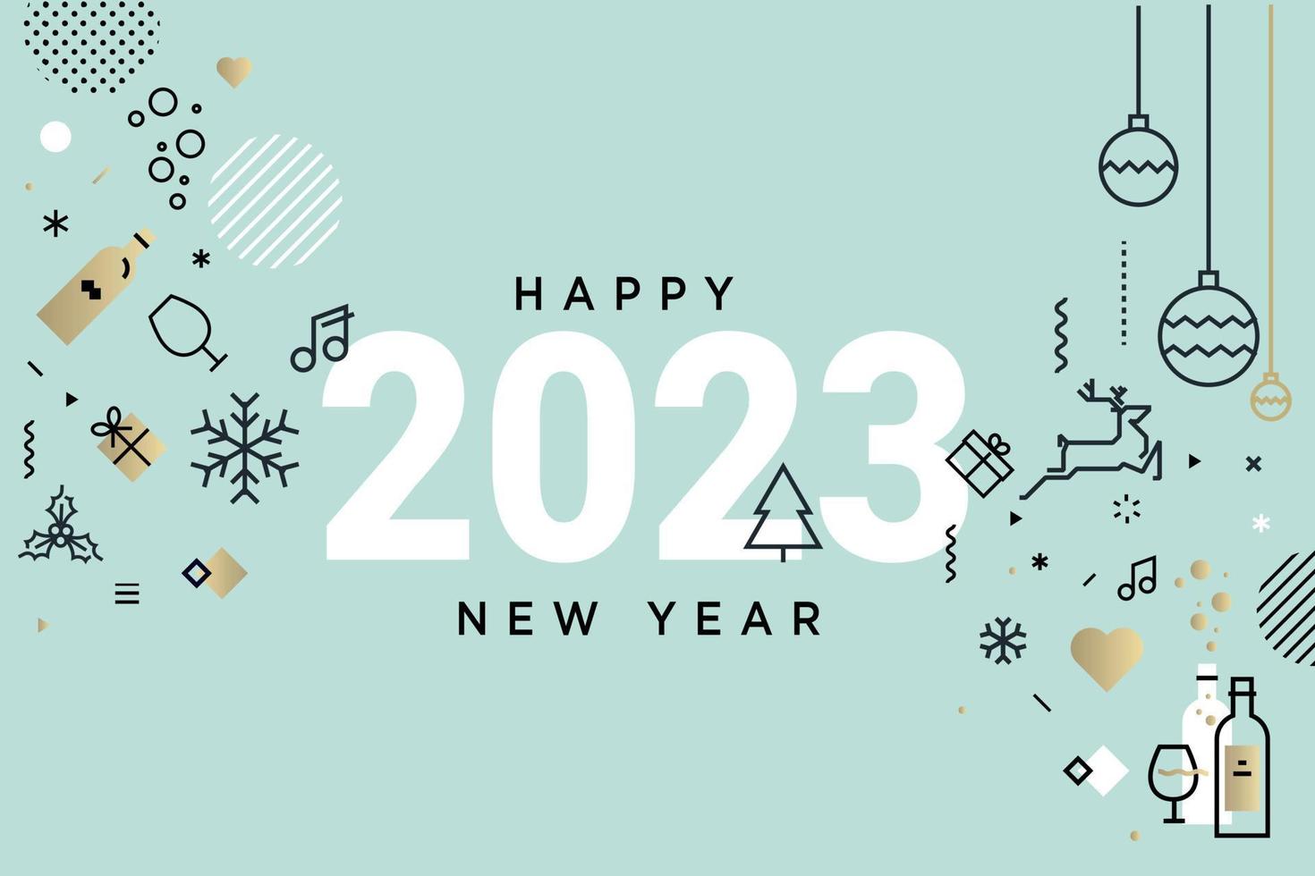 2023 bonne année. concept d'illustration vectorielle pour le fond, carte de voeux, carte d'invitation à la fête, bannière de site Web, bannière de médias sociaux, matériel de marketing. vecteur