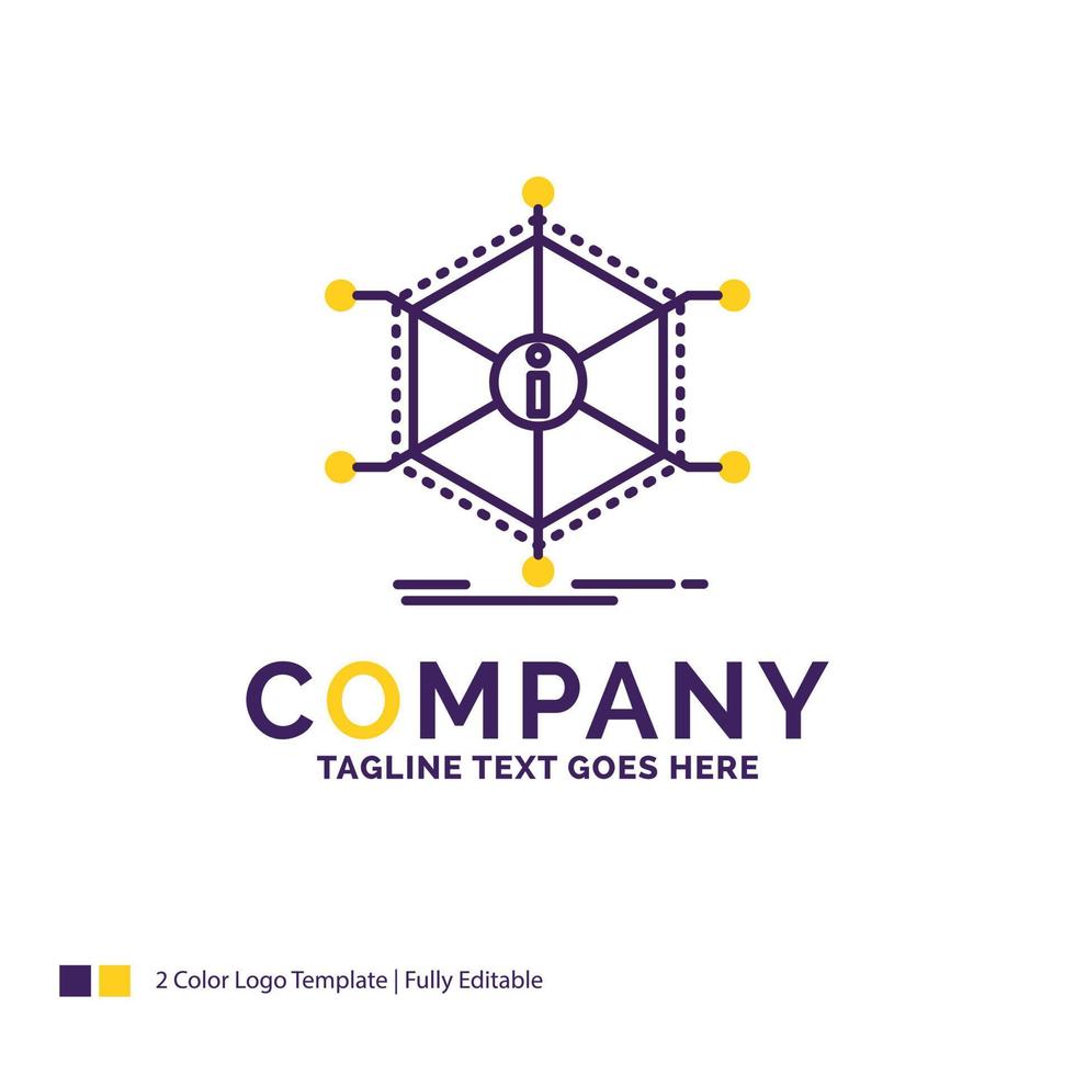 création de logo de nom de société pour les données. aider. Info. informations. Ressources. conception de nom de marque violet et jaune avec place pour le slogan. modèle de logo créatif pour petites et grandes entreprises. vecteur