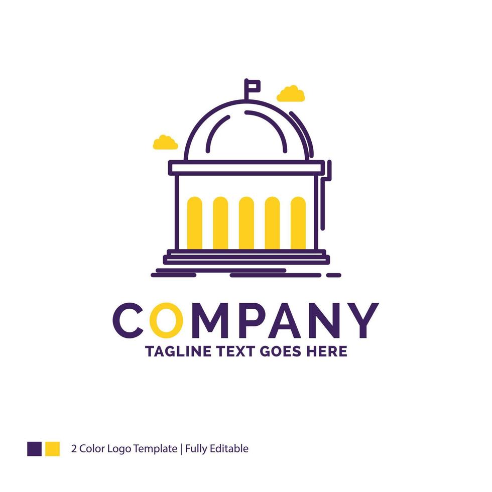 création de logo de nom d'entreprise pour la bibliothèque. école. éducation. apprentissage. université. conception de nom de marque violet et jaune avec place pour le slogan. modèle de logo créatif pour petites et grandes entreprises. vecteur