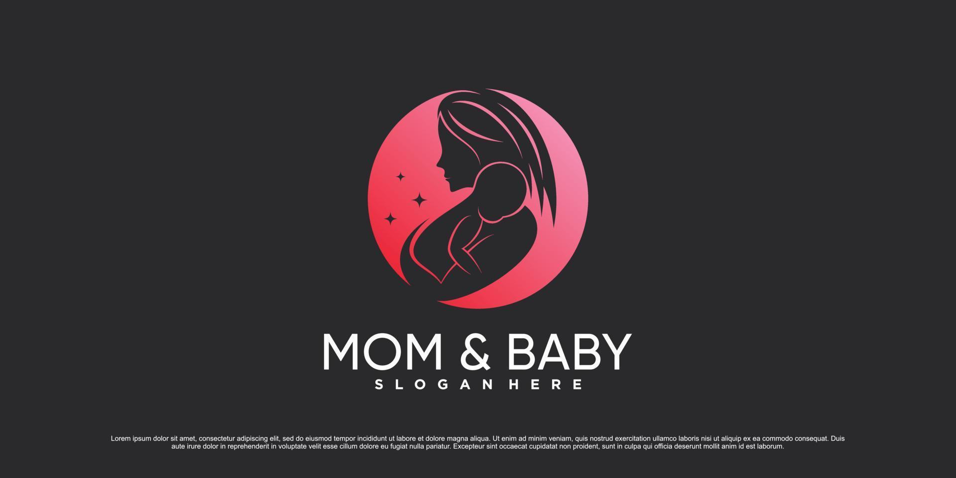 illustration vectorielle de conception de logo maman et bébé avec concept de cercle et élément créatif vecteur