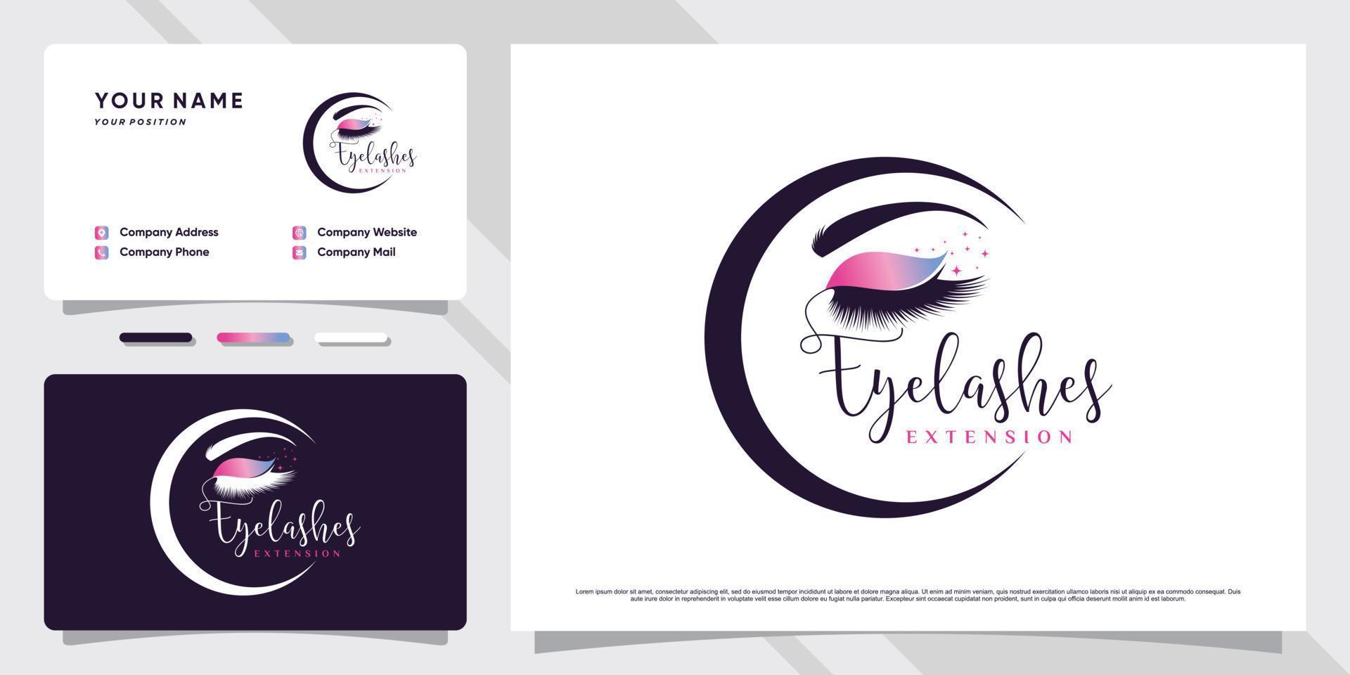 création de logo de cils pour studio de maquillage avec concept créatif et modèle de carte de visite vecteur