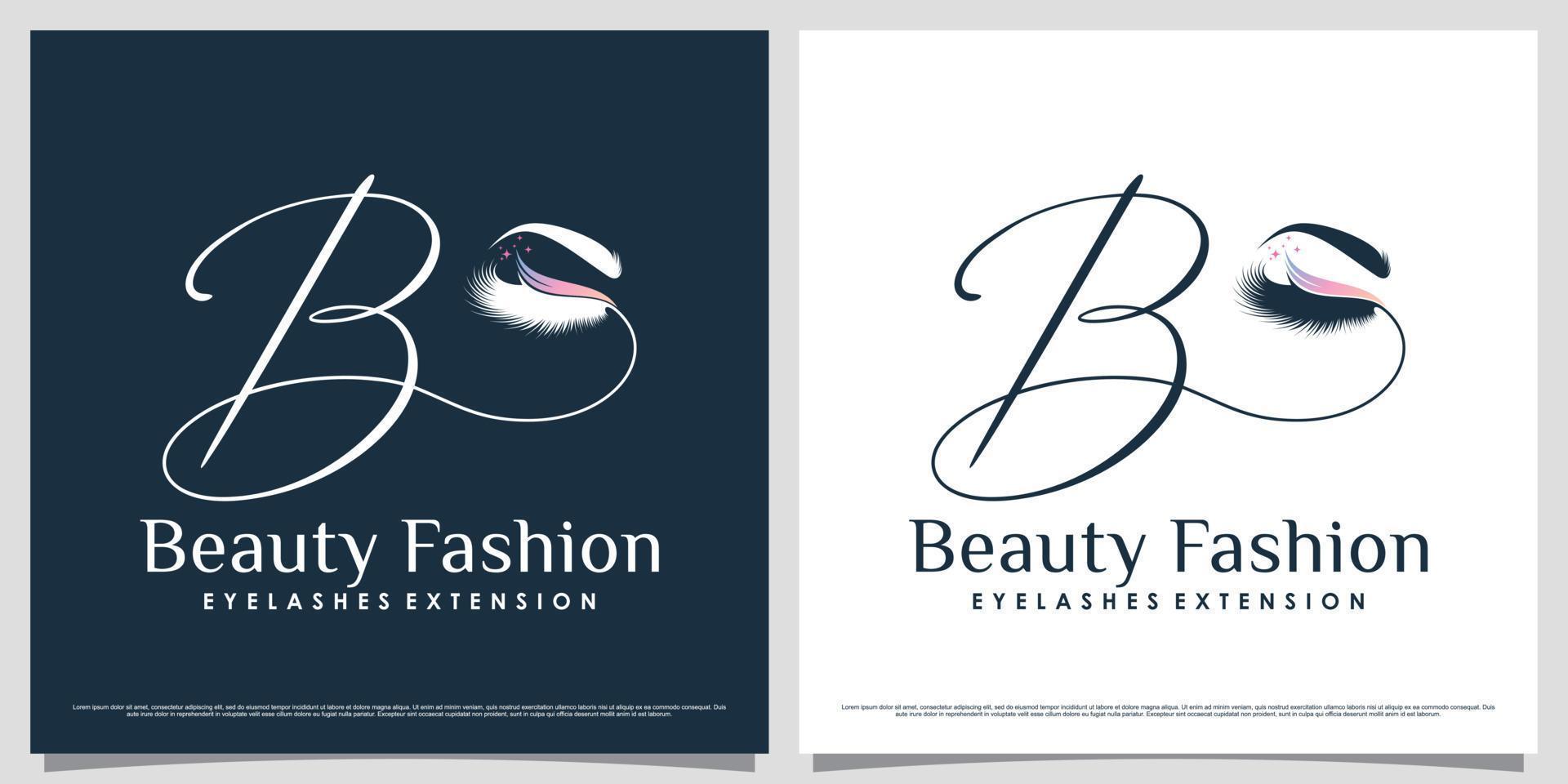 modèle de conception de logo de cils pour salon de beauté avec lettre initiale b et élément créatif vecteur