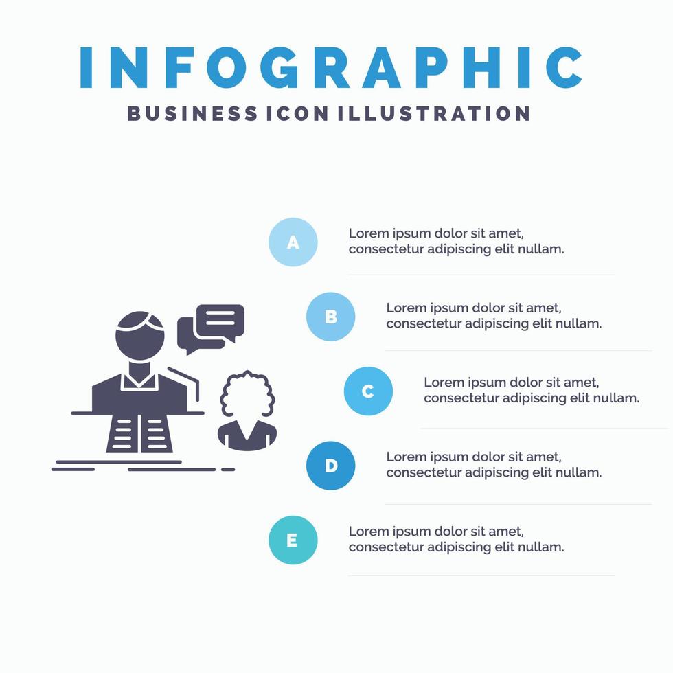 consultation. discuter. réponse. Contactez. prendre en charge le modèle d'infographie pour le site Web et la présentation. icône grise de glyphe avec illustration vectorielle de style infographique bleu. vecteur