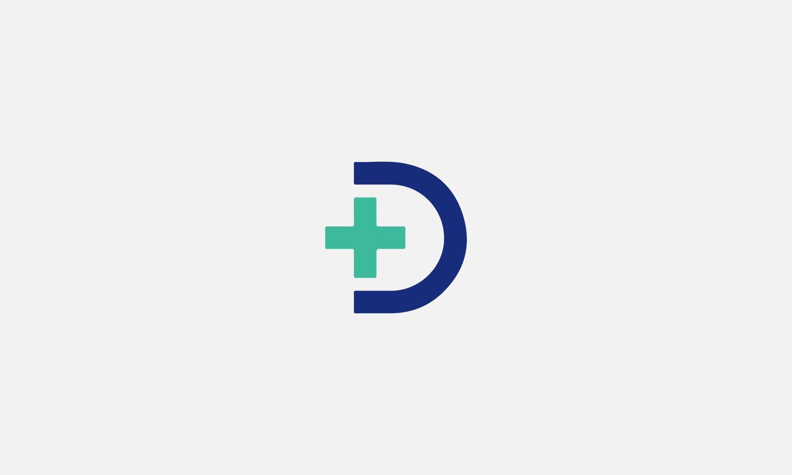 logo de médecine sur le modèle de lettre d. icône médicale sur la lettre d, battements cardiaques initiaux, concept de signe de santé vecteur