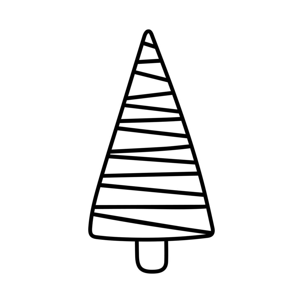arbre de doodle de nouvel an et de noël dessiné à la main. illustration vectorielle pour les cartes de voeux d'hiver, les affiches, les autocollants et le design saisonnier. vecteur