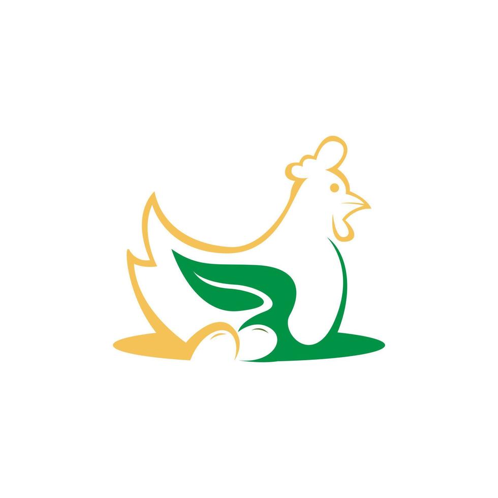 logo écologique de poulet biologique. vecteur