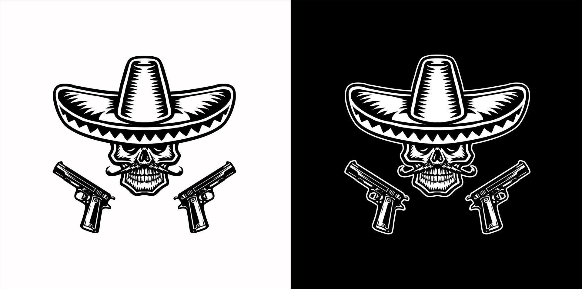 illustration de crâne mexicain utilisant un style de dessin à la main vecteur