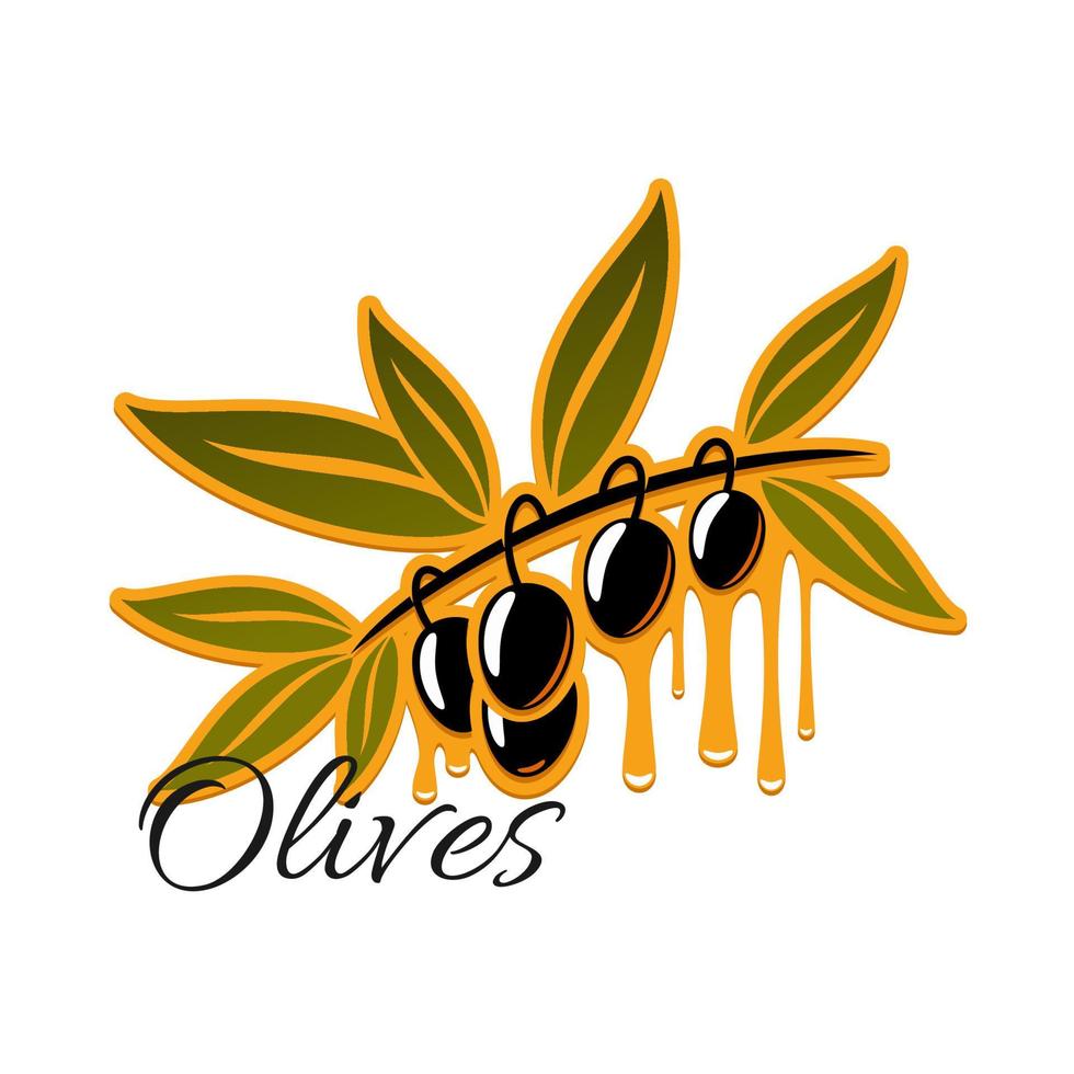 icône de vecteur de branche d'olives noires