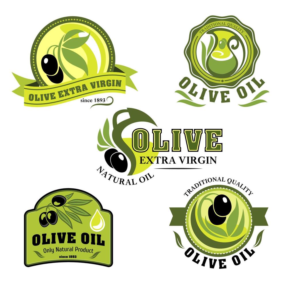 icônes vectorielles d'huile d'olive pour les étiquettes de produits vecteur