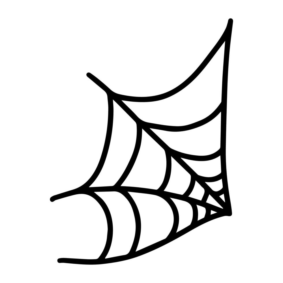 vecteur halloween spider web clipart isolé sur fond blanc. illustration drôle et mignonne pour le design saisonnier, le textile, la décoration de la salle de jeux pour enfants ou la carte de voeux. impressions dessinées à la main et griffonnage.