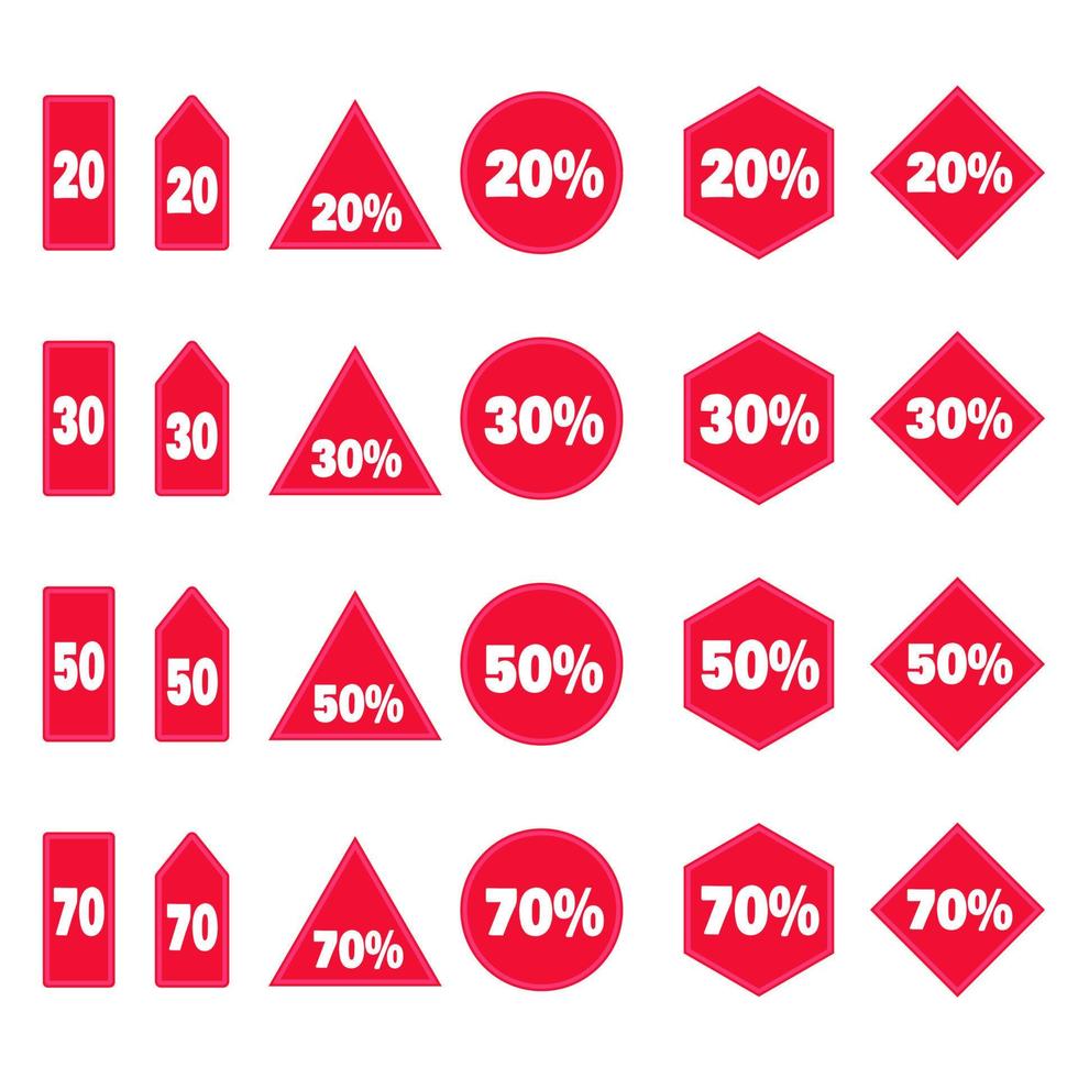 vente - ensemble standard d'étiquettes de prix et de bannières sur fond blanc. étiquettes de remise. illustration vectorielle. vecteur