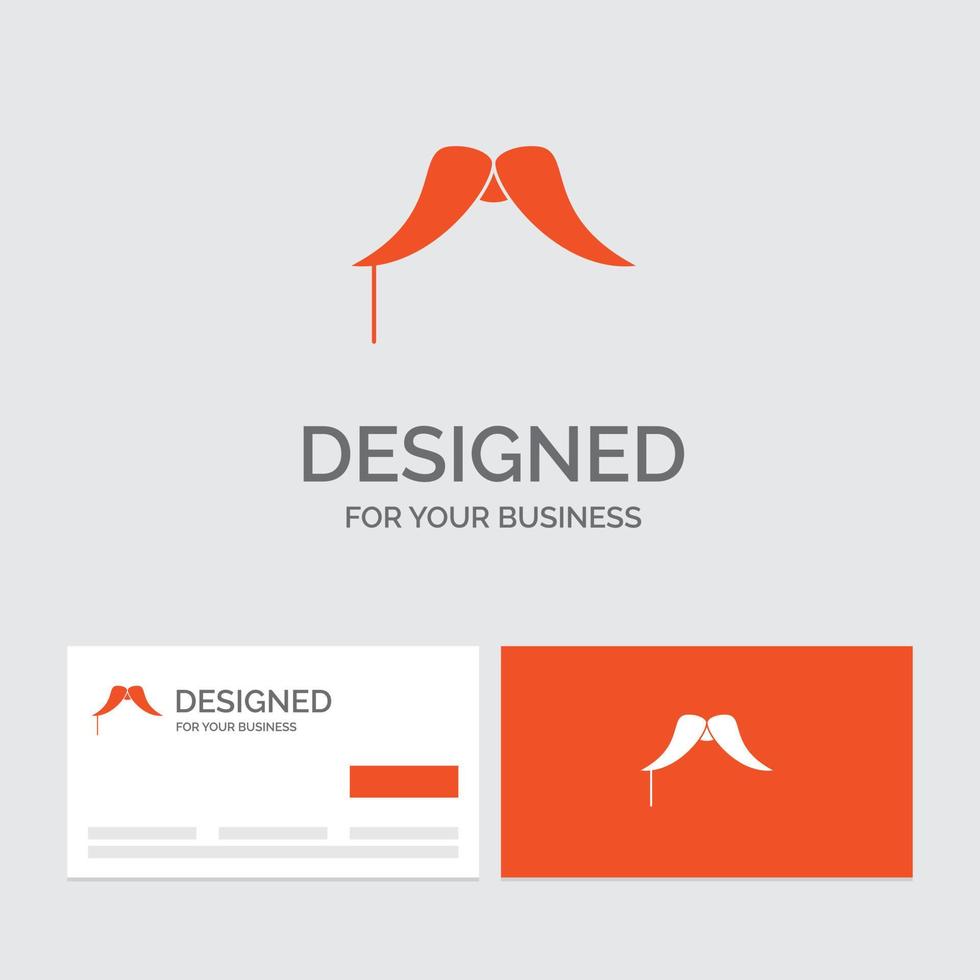 modèle de logo d'entreprise pour moustache. branché. movember. Masculin. Hommes. cartes de visite orange avec modèle de logo de marque. vecteur