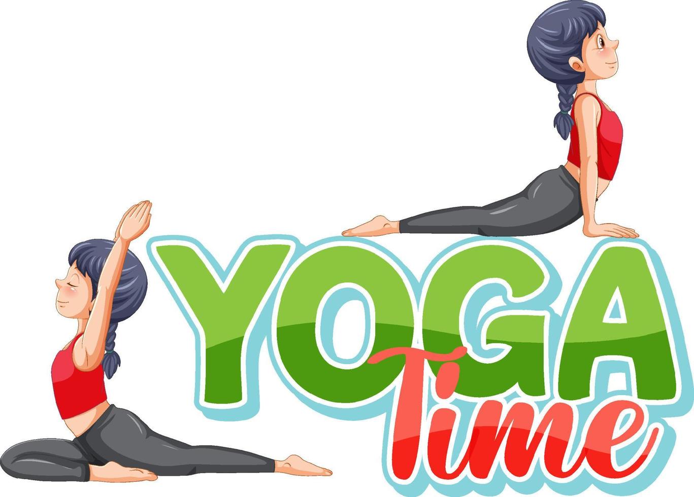 texte de temps de yoga avec des femmes pratiquant le yoga vecteur