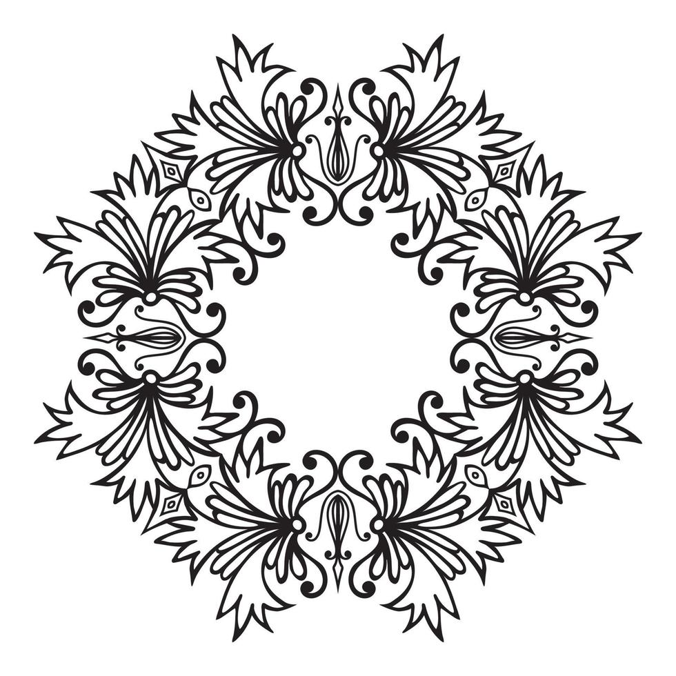 dessin à la main cadre décoratif floral zentangle vecteur