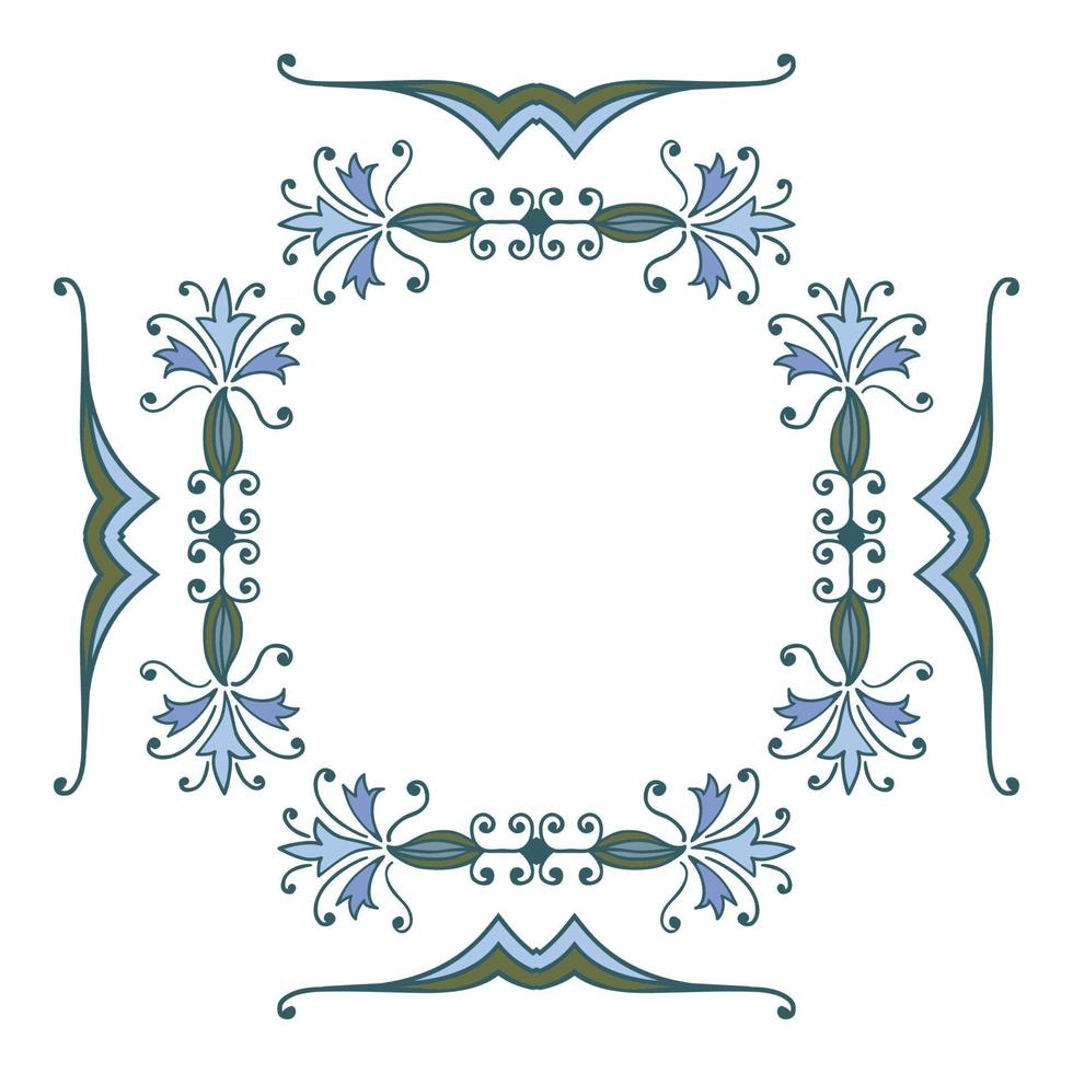dessin à la main cadre de couleur décoratif floral zentangle vecteur