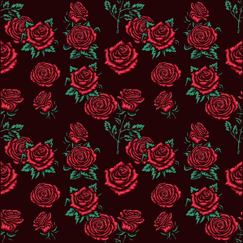 motif rose harmonieux en vecteur, ligne dessinée à la main avec couleur numérique, illustration vectorielle vecteur