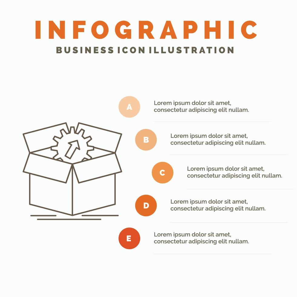 téléchargement, performance, productivité, progrès, modèle d'infographie de travail pour le site Web et la présentation. icône grise de ligne avec illustration vectorielle de style infographie orange vecteur