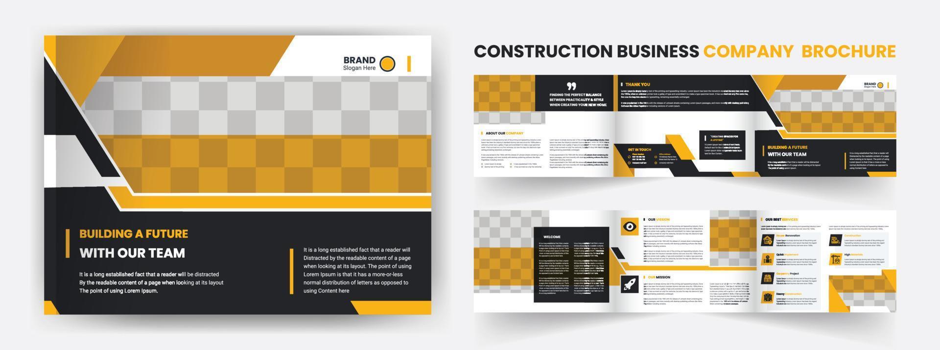 construction, immobilier, entreprise paysage conception de brochures commerciales à trois volets, dépliant, affiche. vecteur