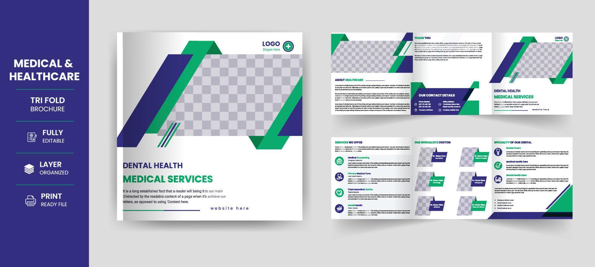 modèle de brochure d'entreprise de clinique de brochure à trois volets médicale et de soins de santé conception a4 vecteur
