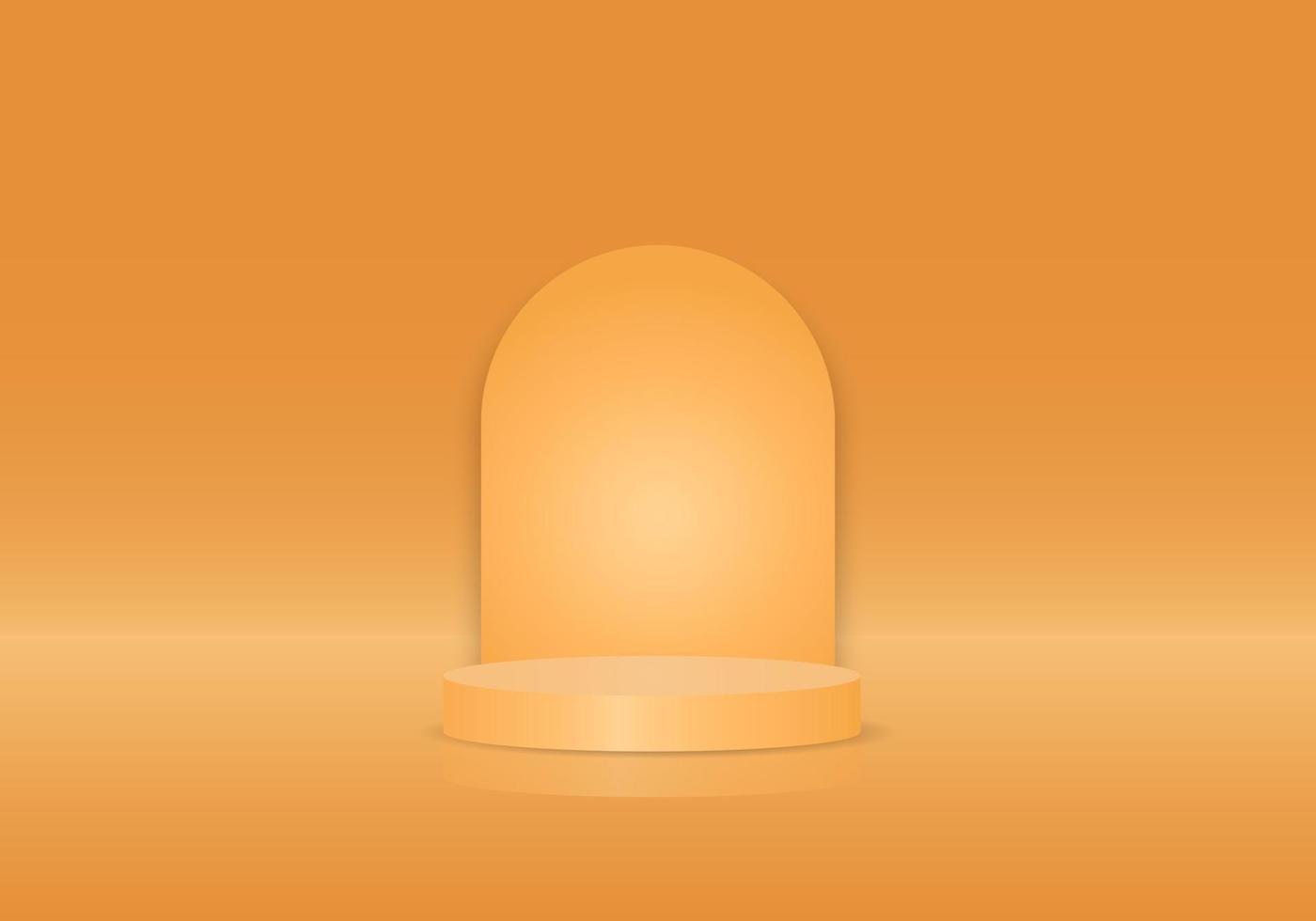 produits de fond 3d sphère orange le fond est rond avec une lumière blanche au milieu. pour augmenter la visibilité des produits qui sont placés vecteur