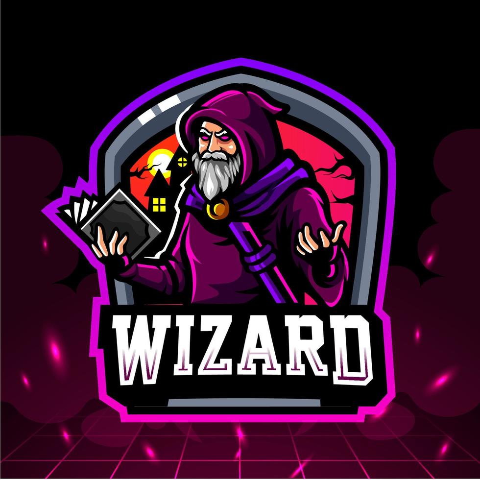 mascotte de mage sorcier. création de logo esport vecteur