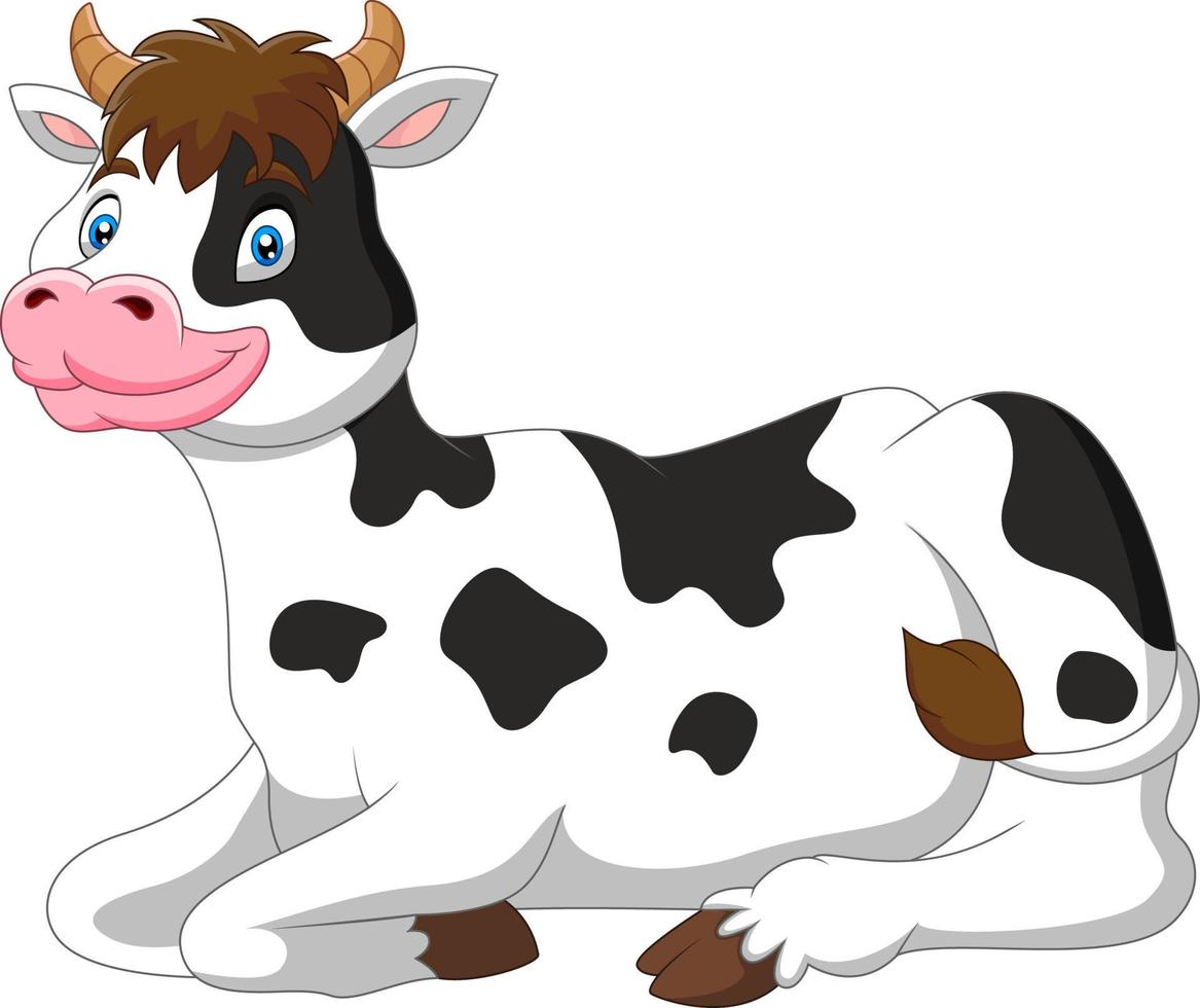 vache drôle de dessin animé une séance vecteur