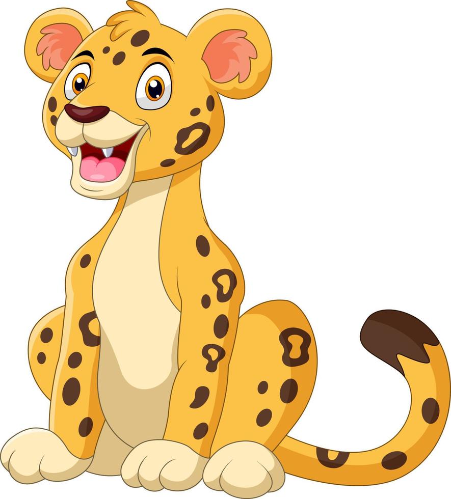 un guépard de dessin animé mignon assis vecteur